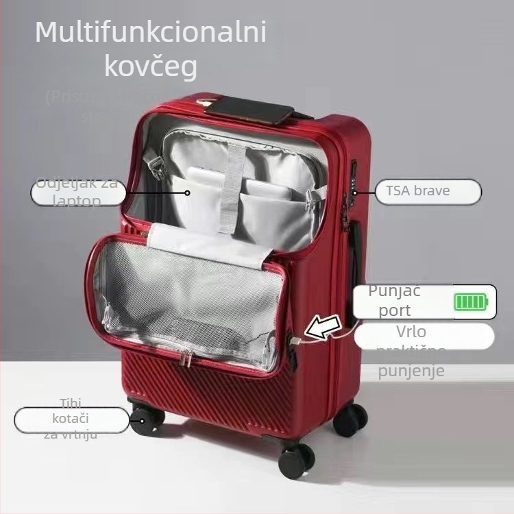 Kofer s prednjim otvaranjem ABS-a, teleskopskom ručkom, 2,8 kg, TSA kombinacijska brava, univerzalni kotači