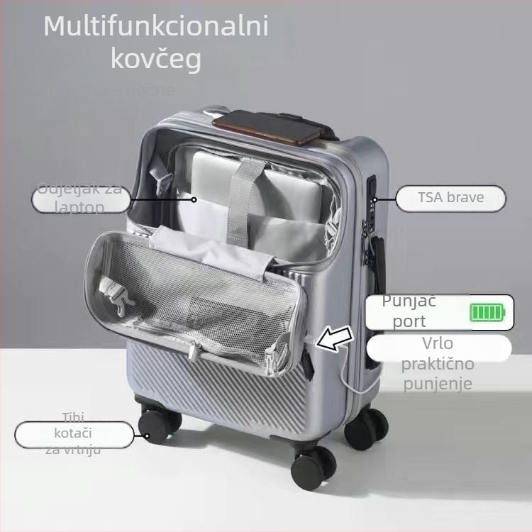 Kofer s prednjim otvaranjem ABS-a, teleskopskom ručkom, 2,8 kg, TSA kombinacijska brava, univerzalni kotači