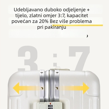Unisex višenamjenski putni kovčeg velikog kapaciteta — otvor s aluminijskim okvirom, ABS+PC materijal, vodootporan, otporan na habanje, protiv krađe, mokro/suho odvajanje, univerzalni kotači, 4 kg, običan kombinacijski zaključavač, za poslovna putovanja
