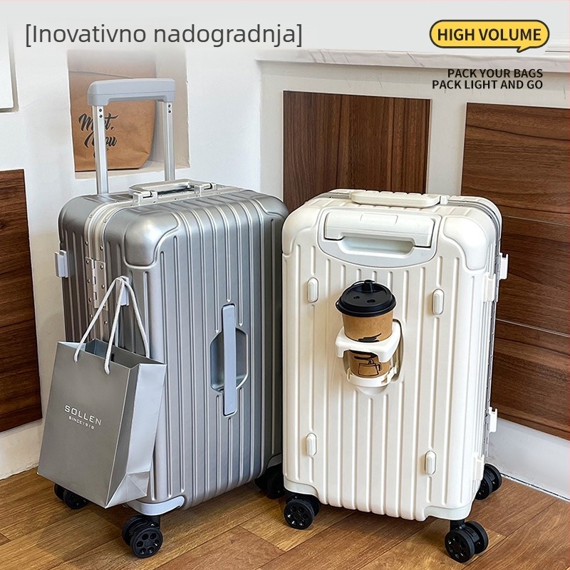 Unisex višenamjenski putni kovčeg velikog kapaciteta — otvor s aluminijskim okvirom, ABS+PC materijal, vodootporan, otporan na habanje, protiv krađe, mokro/suho odvajanje, univerzalni kotači, 4 kg, običan kombinacijski zaključavač, za poslovna putovanja