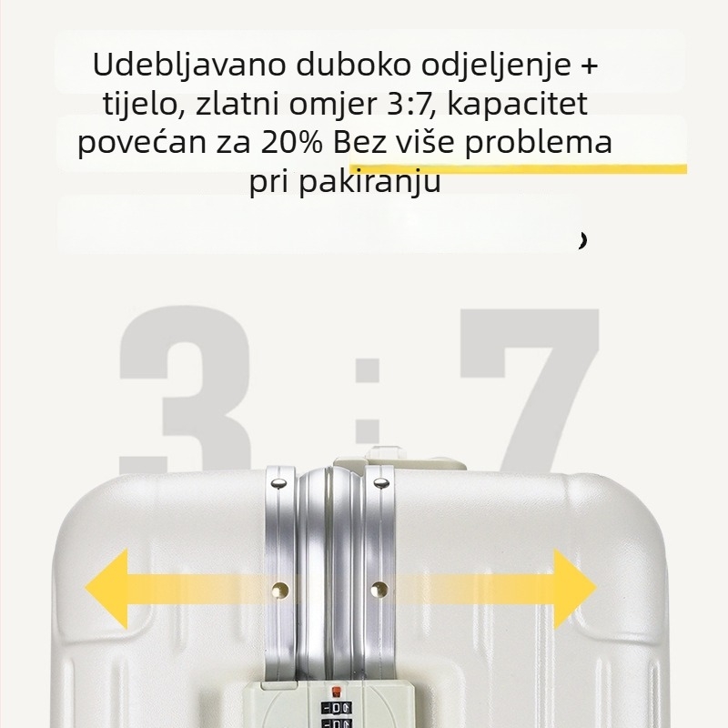 Unisex višenamjenski putni kovčeg velikog kapaciteta — otvor s aluminijskim okvirom, ABS+PC materijal, vodootporan, otporan na habanje, protiv krađe, mokro/suho odvajanje, univerzalni kotači, 4 kg, običan kombinacijski zaključavač, za poslovna putovanja