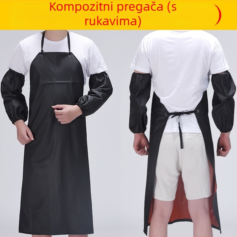 PVC vodootporna pregača, duga, s džepom, otporna na ulje, kiseline i lužine, industrijska upotreba