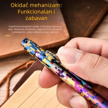 Taktičko pero od titanijskog legura s bolt-action mehanizmom i digitalnim kamuflažnim uzorkom — Pioneer EDC