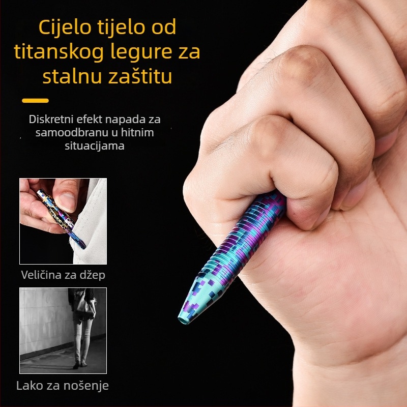 Taktičko pero od titanijskog legura s bolt-action mehanizmom i digitalnim kamuflažnim uzorkom — Pioneer EDC