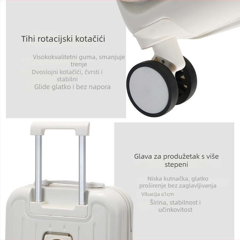 Putni kovčeg s prednjim otvaranjem, USB priključkom, vodootporan, zaštita od krađe, univerzalni kotači, ABS+PC