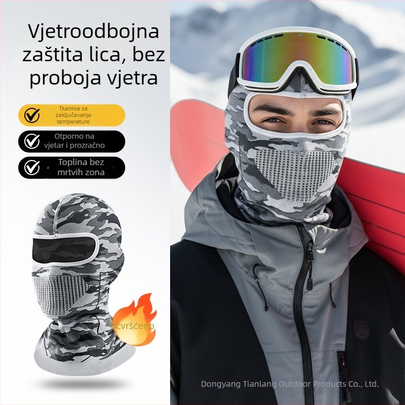 Maska za vožnju biciklom s maskirnom pletenom kapom, najlonski materijal, za vanjsku upotrebu, unisex, za biciklizam, motociklizam, ribolov, planinarenje i skijanje