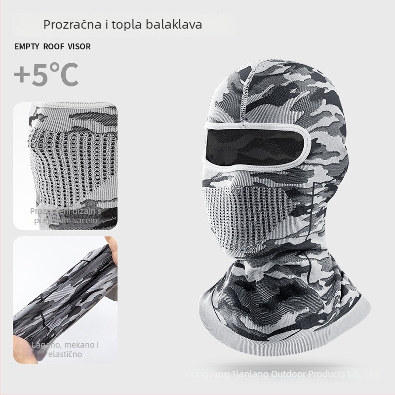 Maska za vožnju biciklom s maskirnom pletenom kapom, najlonski materijal, za vanjsku upotrebu, unisex, za biciklizam, motociklizam, ribolov, planinarenje i skijanje