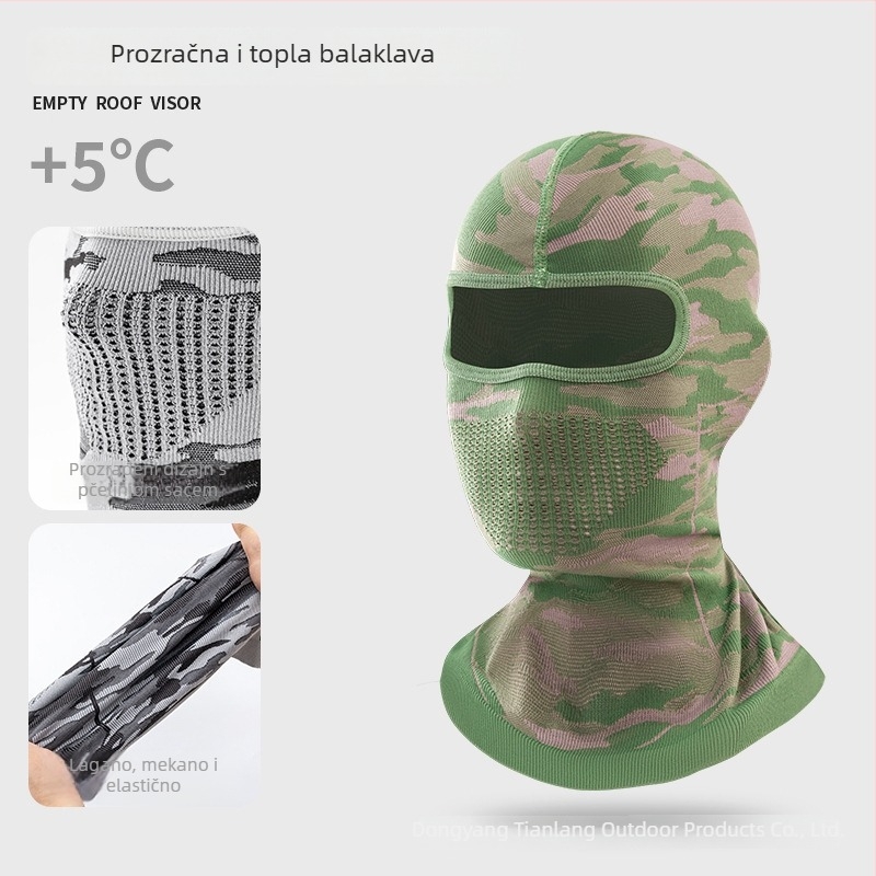 Maska za vožnju biciklom s maskirnom pletenom kapom, najlonski materijal, za vanjsku upotrebu, unisex, za biciklizam, motociklizam, ribolov, planinarenje i skijanje