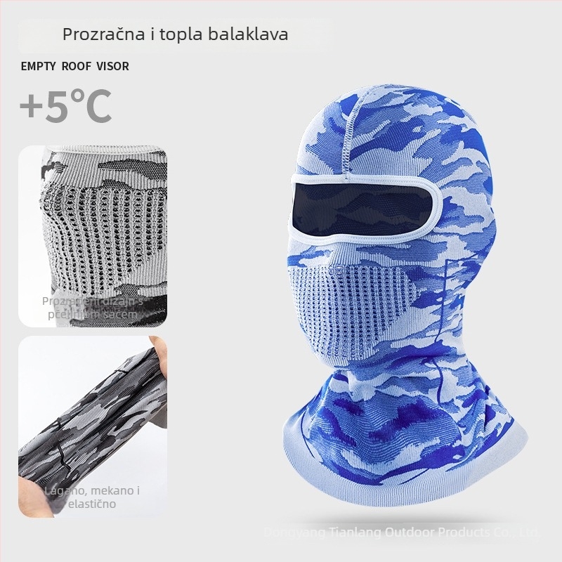 Maska za vožnju biciklom s maskirnom pletenom kapom, najlonski materijal, za vanjsku upotrebu, unisex, za biciklizam, motociklizam, ribolov, planinarenje i skijanje