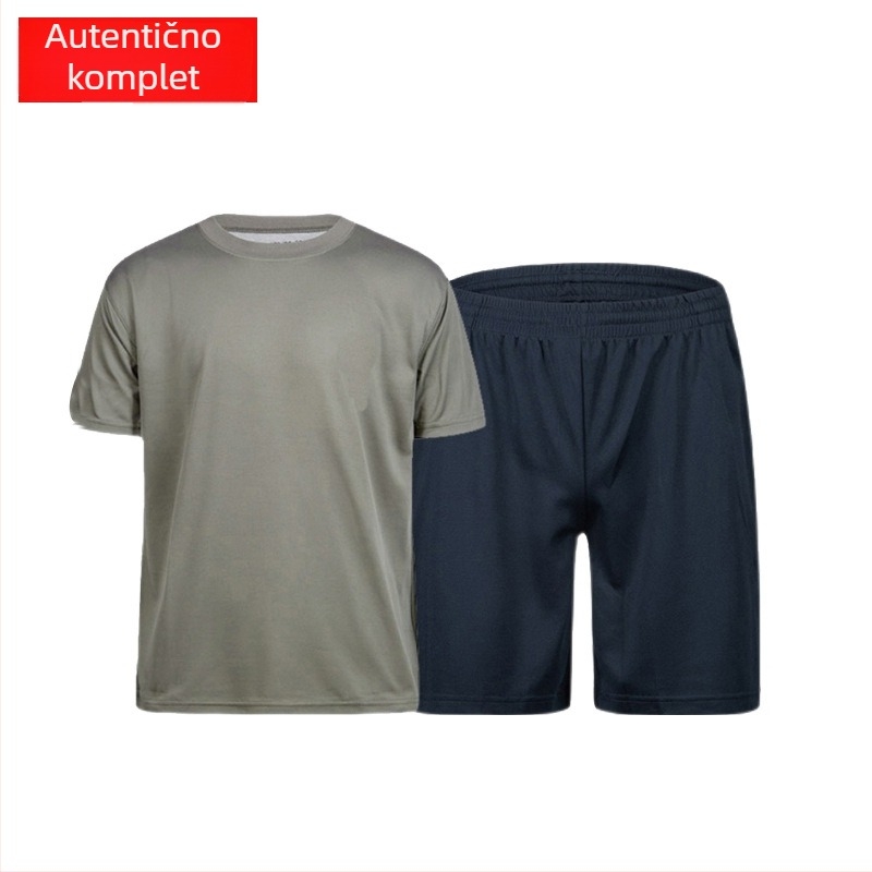 Unisex set za trening – kratke majice s kratkim rukavima i šorcevi, brzo sušeći sintetički materijal, za ljeto, proljeće i jesen