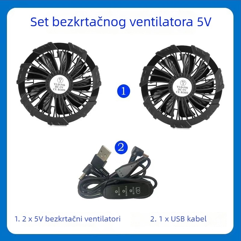 Vesta s ventilatorom za ljeto, bez rukava, rad na otvorenom, 100% poliester