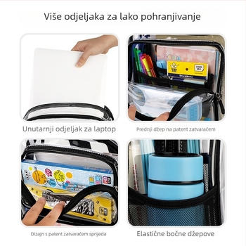 PVC vodootporan ruksak s proširnim kapacitetom i zaštitom kralježnice za učenike 5.–6. razreda