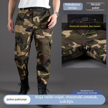 Muške hlače s maskirnim uzorkom, ravni kroj, opuštena silueta, visok struk, radne hlače za vanjsku upotrebu, pogodne za gradilište i popravak automobila