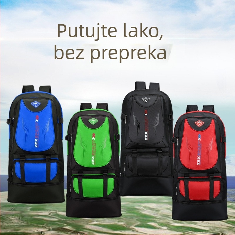 Putni ruksak velikog kapaciteta 36–55 L, otporan na prskanje vode, za 15-inčni laptop, dvostruke naramenice, podstava od poliestera
