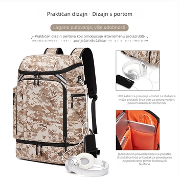 Outwalk Outdoor ruksak za kampiranje s geometrijskim uzorkom, Oxford tkanina, muški vojni stil za planinarenje, šifra 7716-1, prozračan i vodootporan