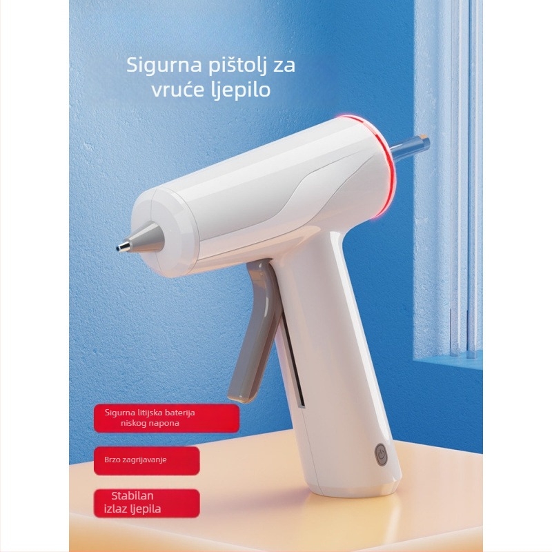 Bežično napajano ljepilo pištolj topljeno ljepilo, Li-ion baterija, ABS kućište, kompaktnog dizajna za kućnu upotrebu, širina kapljice 2, maksimalni tlak 12