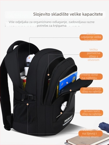Školski ruksak za dječake (Veliki kapacitet, Zaštita kralježnice, Prozračan, Vodootporan, Trake s zračnom jastučićem)