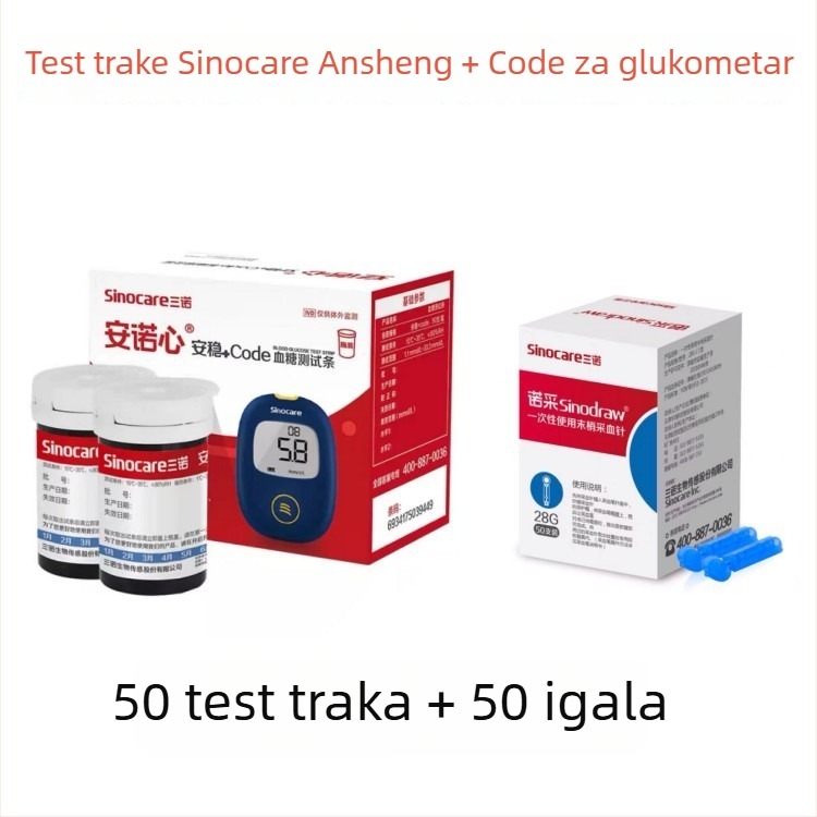 Glukometar sa test trakama – Sannuo Stability + Code, očitanje za 5 sekundi, paket od 50 traka, nacionalna garancija.