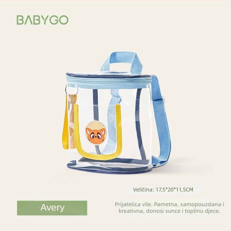 BabyGo Dječji ruksak – Transparentni PVC, Prozračan i vodootporan, Vzor životinja, Za predškolce, Ljeto 2024