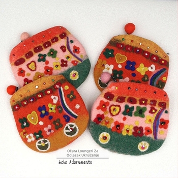 Filc novčanik za kovance s cvjetnim uzorkom, svjež i sladak stil, za žene, jesen 2025 (Materijal: Filc; Uzorak: Cvijeće; Stil: Svjež i sladak; Spol: Žene; Godina/Sezona: Jesen 2025)