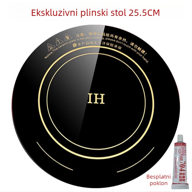 Staklena ploča za grijanje za indukcijski kuhalo, okruglog oblika, mikrokrystalna ploča – dodatak za električnu keramičku ploču