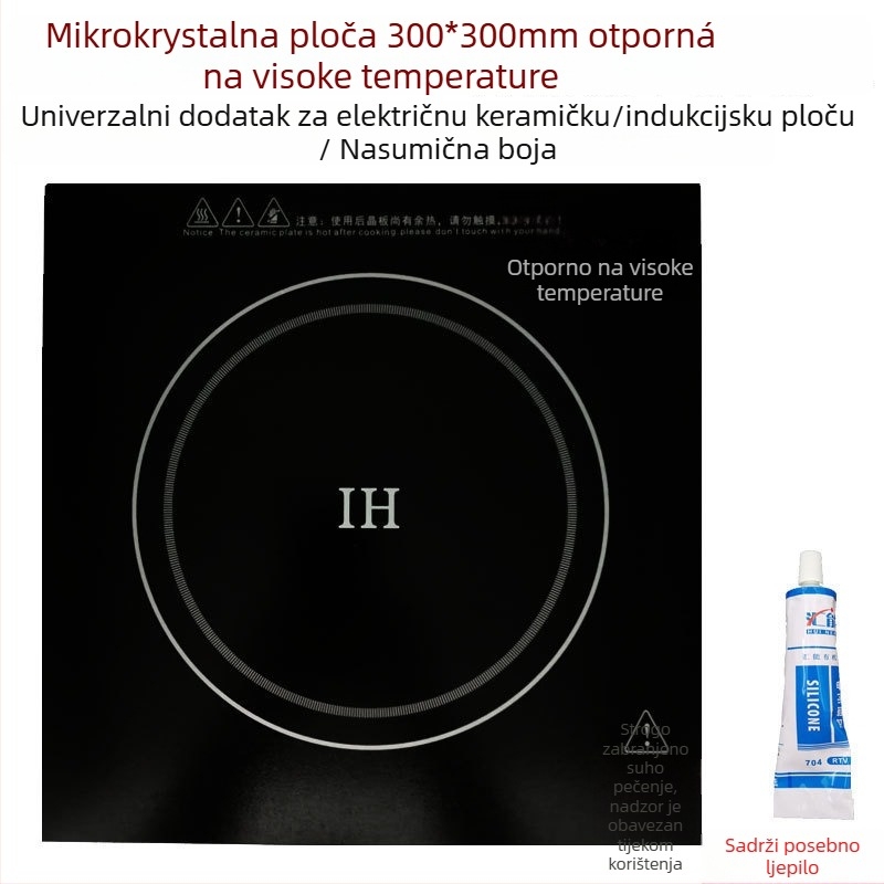 Staklena ploča za grijanje za indukcijski kuhalo, okruglog oblika, mikrokrystalna ploča – dodatak za električnu keramičku ploču