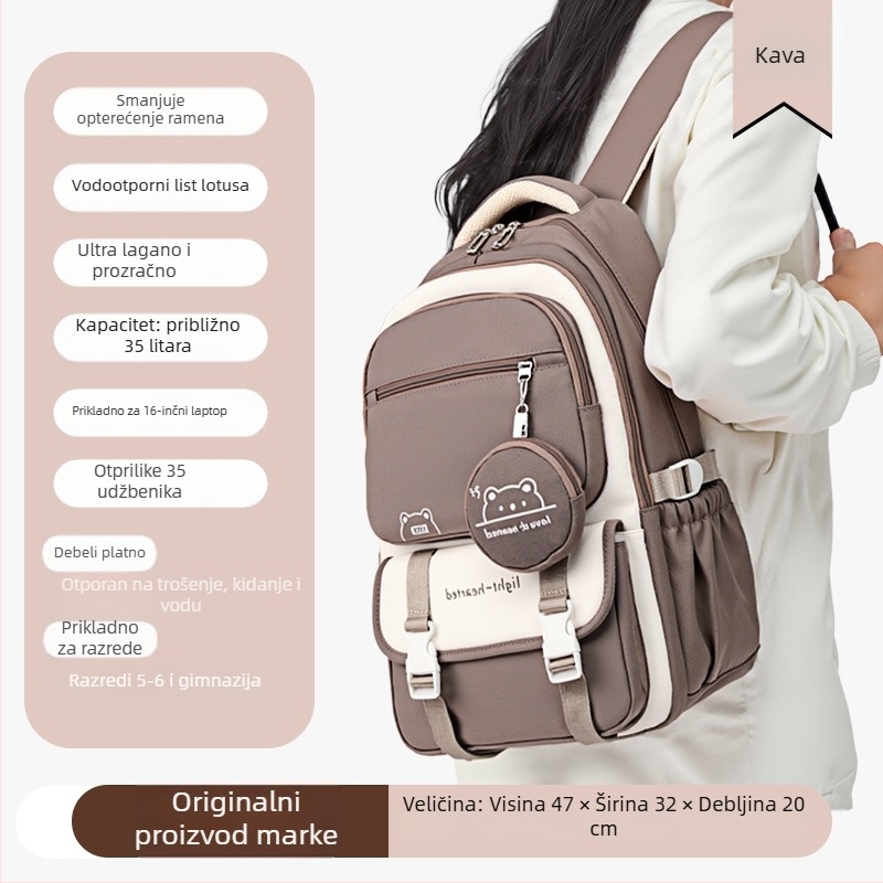 Ruksak za učenike od Oxford platna, prozračan i vodootporan, ultra lagan i izdržljiv, proširiva kapacitet, naramenice s zračnim jastučićem