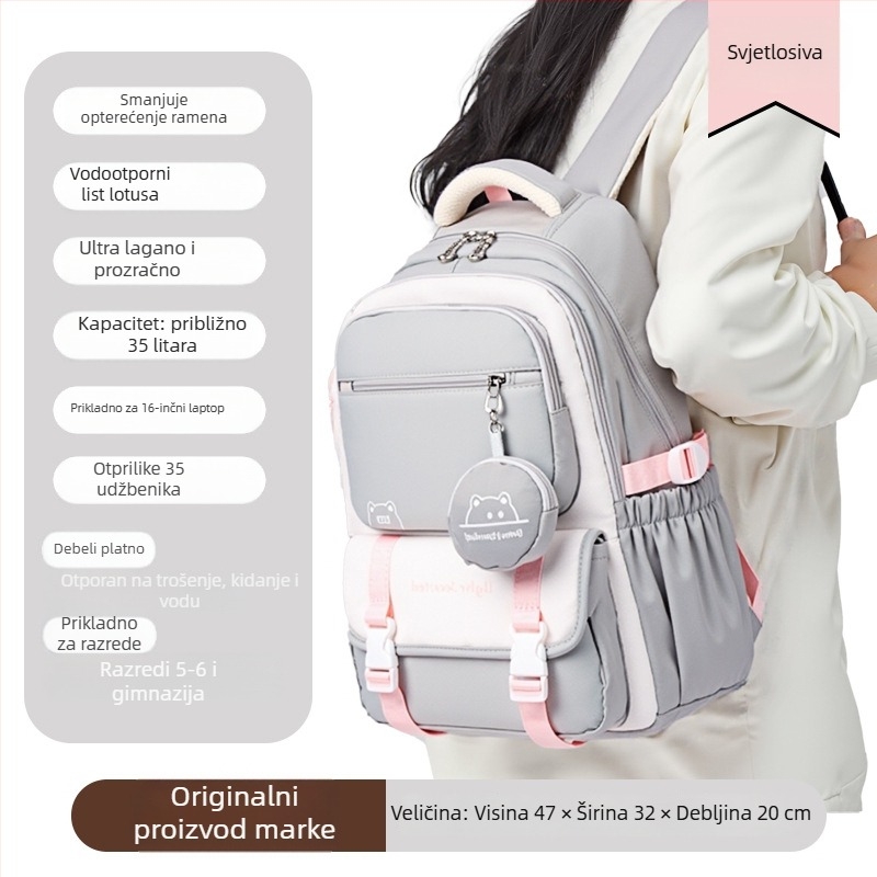 Ruksak za učenike od Oxford platna, prozračan i vodootporan, ultra lagan i izdržljiv, proširiva kapacitet, naramenice s zračnim jastučićem