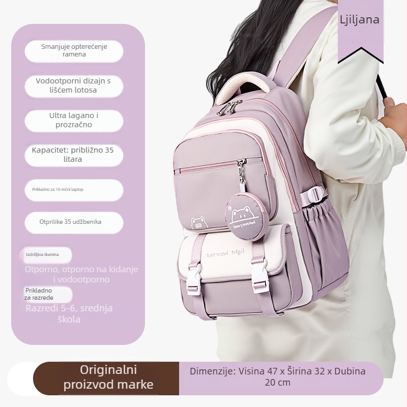 Ruksak za učenike od Oxford platna, prozračan i vodootporan, ultra lagan i izdržljiv, proširiva kapacitet, naramenice s zračnim jastučićem