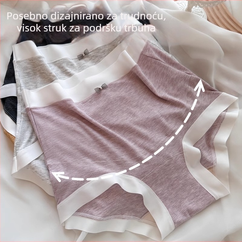 Trudničke gaćice s visokim pojasom za podršku trbuha, Plus veličina, prozračan, antibakterijske, podrška trbuhu, podstava od mulberry svile, glavni materijal: viskozа
