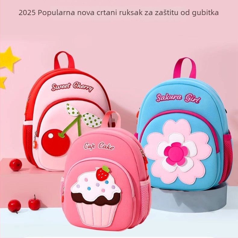 Dječji platneni ruksak za djevojčice, životinjski uzorak s jednorogom, vodootporan, naramenice s zračnim jastukom