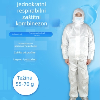 Jednokratne zaštitne kombinezone PP+PE, vodootporne i prašini otporne, jednodijelni tip, za laboratorije, čiste sobe, farmu i inspekcije