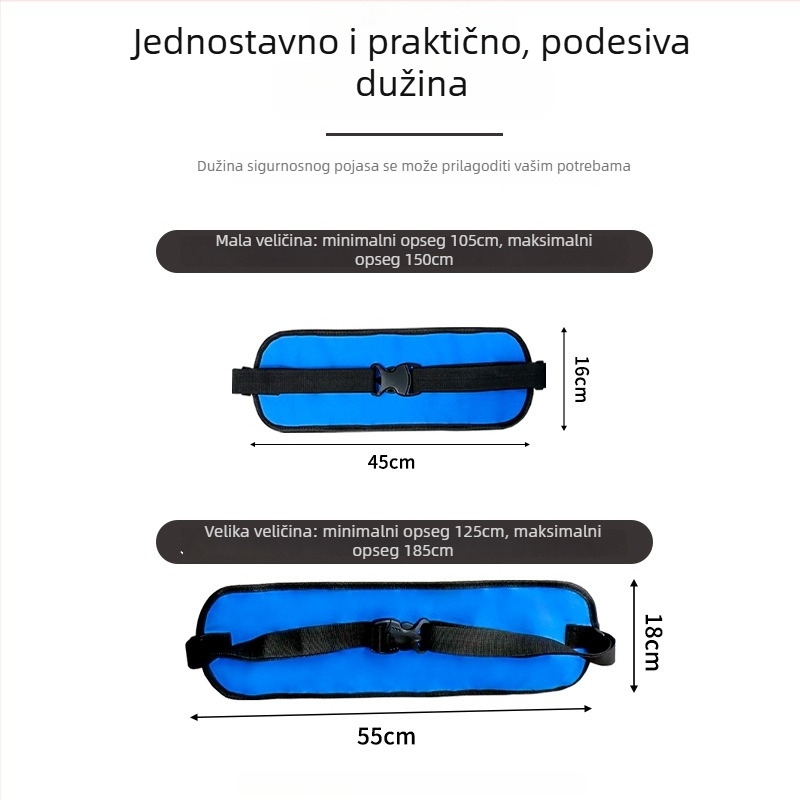 Kaixiu sigurnosni pojas za kolica – poliesterni pojas i poliester sigurnosno uže, duljina 55 cm