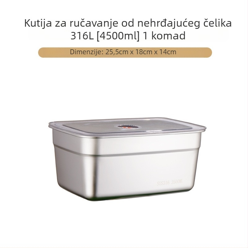 Kutija za hranu od 304 nehrđajućeg čelika, pravokutna, zapečaćena, mikrovalna kompatibilnost