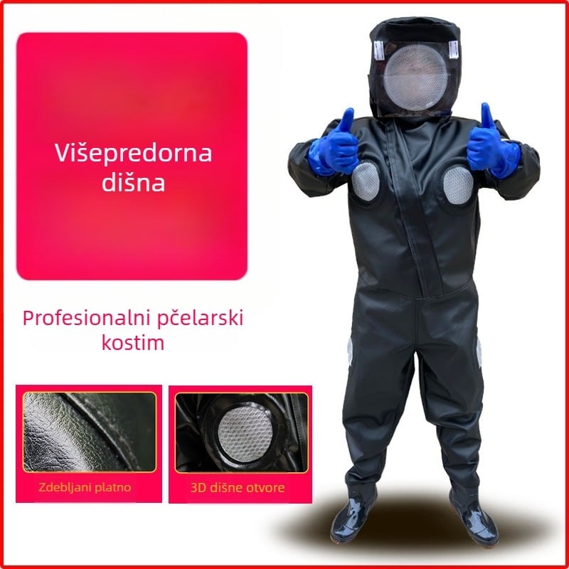 Zaštitni komplet odijelo protiv osa - komplet, pamuk materijal, podijeljeni tip, težina oko 1,0 kg, ojačana verzija s pojasom i 3 ventilatora