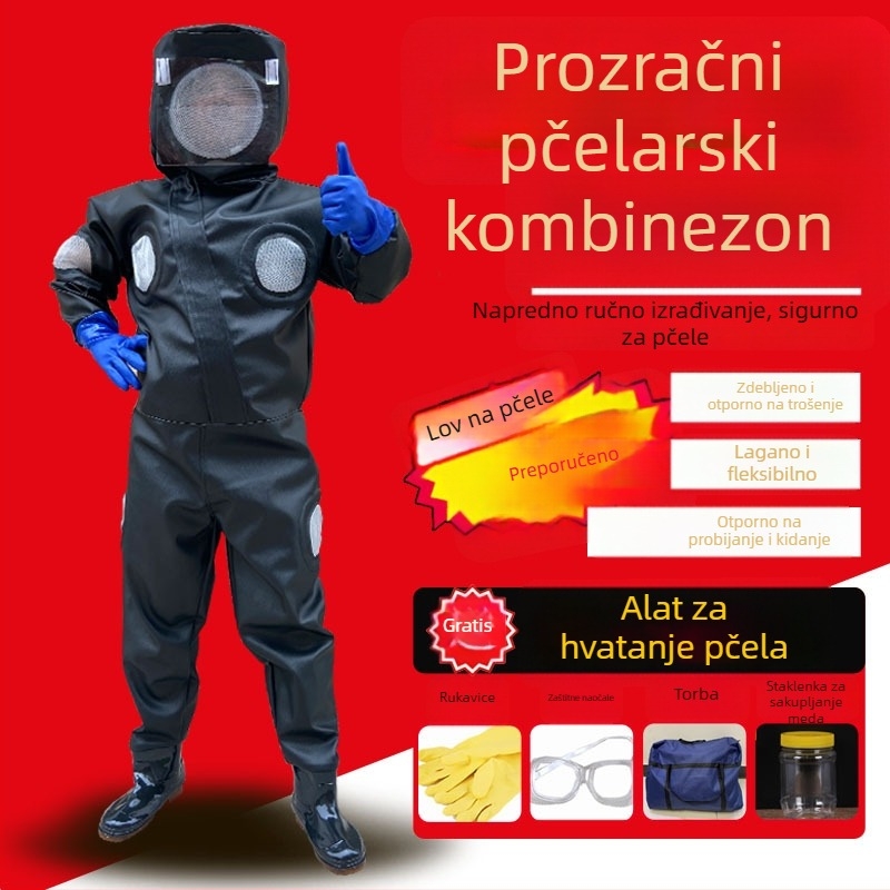 Zaštitni komplet odijelo protiv osa - komplet, pamuk materijal, podijeljeni tip, težina oko 1,0 kg, ojačana verzija s pojasom i 3 ventilatora