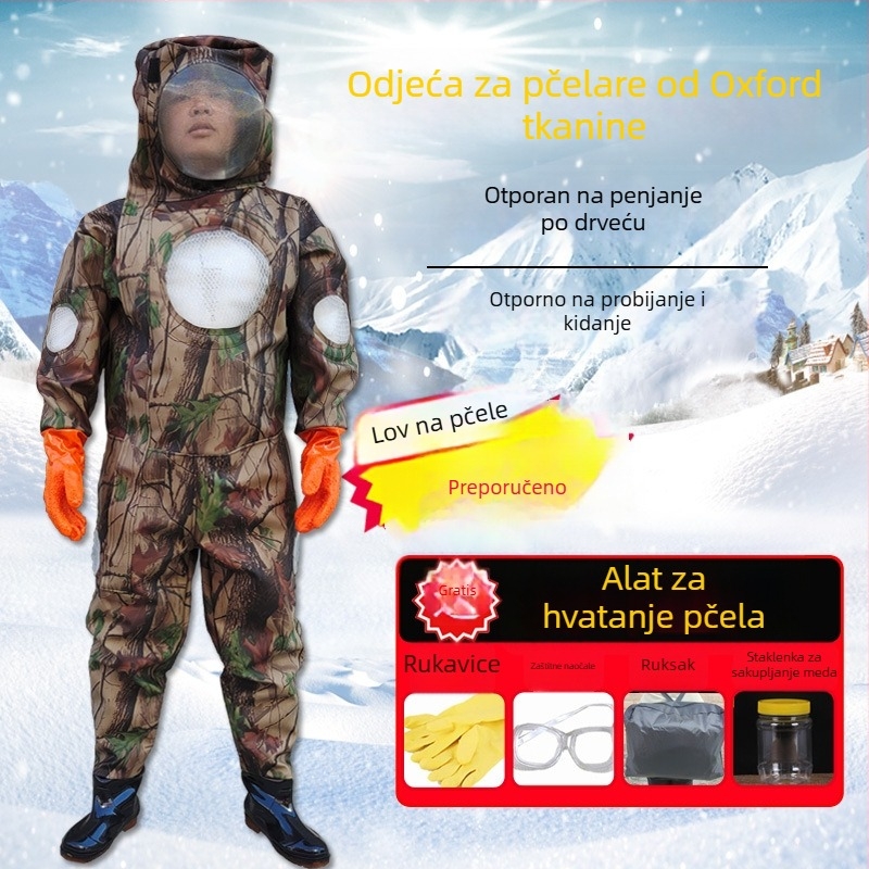 Zaštitni komplet odijelo protiv osa - komplet, pamuk materijal, podijeljeni tip, težina oko 1,0 kg, ojačana verzija s pojasom i 3 ventilatora