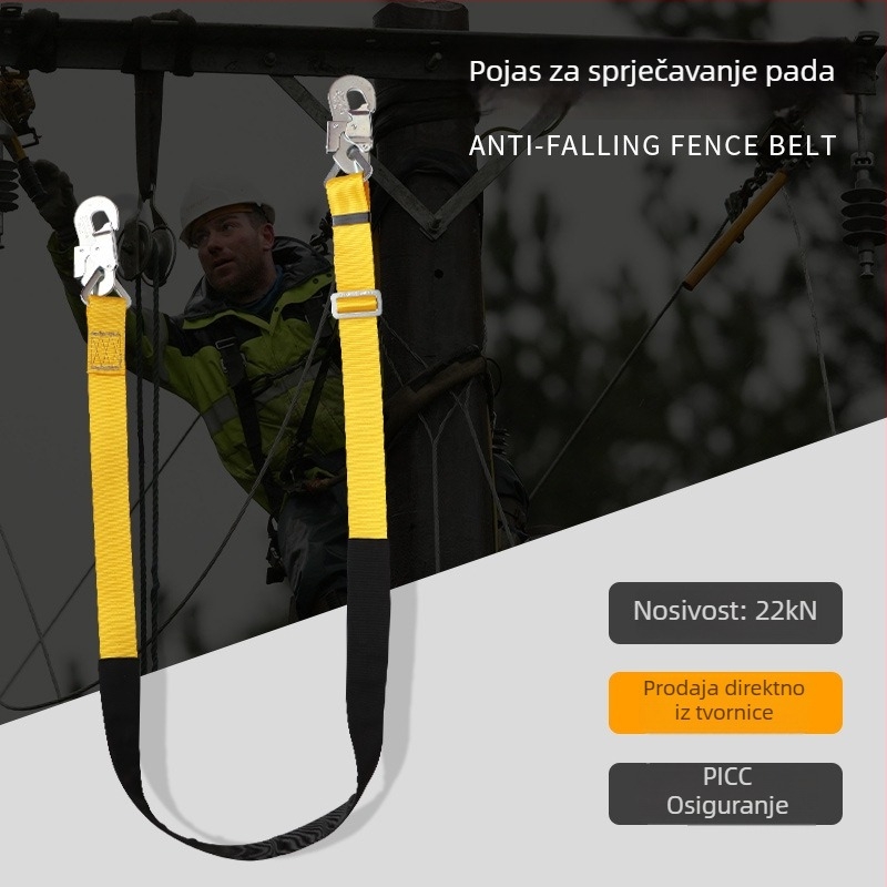 Ansuo sigurnosni pojas za rad na električnim stubovima s podesivim užetom duljine 130–180 cm, poliester