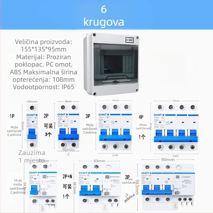 HT serija vodootporna kutija prekidača, površinska montaža, IP65, ABS kućište, 5–24 strujnih krugova