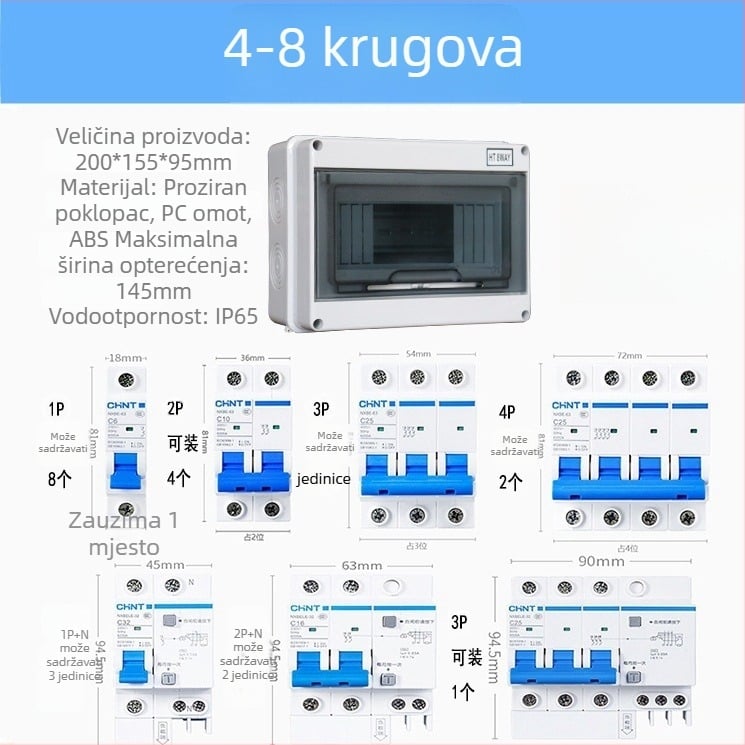 HT serija vodootporna kutija prekidača, površinska montaža, IP65, ABS kućište, 5–24 strujnih krugova