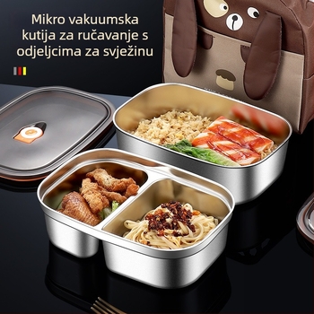 Kutija za ručak od 316 nehrđajućeg čelika, pravokutnog oblika, mikrovalna sigurna, kapacitet 2.1-3 L / 4.1-5 L, jednoslojna/dvostruka