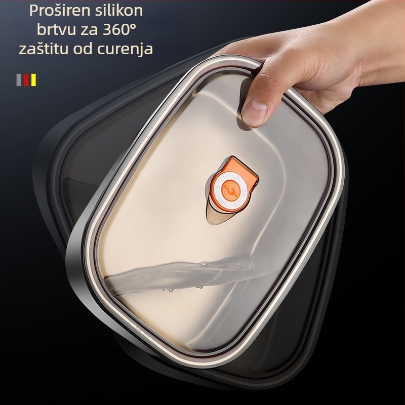 Kutija za ručak od 316 nehrđajućeg čelika, pravokutnog oblika, mikrovalna sigurna, kapacitet 2.1-3 L / 4.1-5 L, jednoslojna/dvostruka