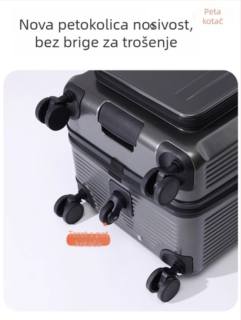 Unisex kofer od 20 inča s bočnim otvorom, proširiva kapaciteta, kotači, USB priključak i kombinirano zaključavanje