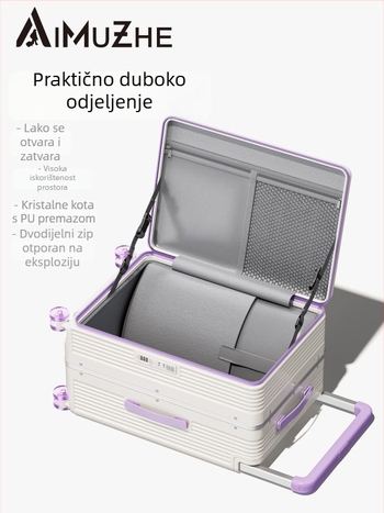 ABS kofer s kotačićima omni-directional, otvor na zip, sklopivi prednji otvor, standardni kombinacijski zaključak