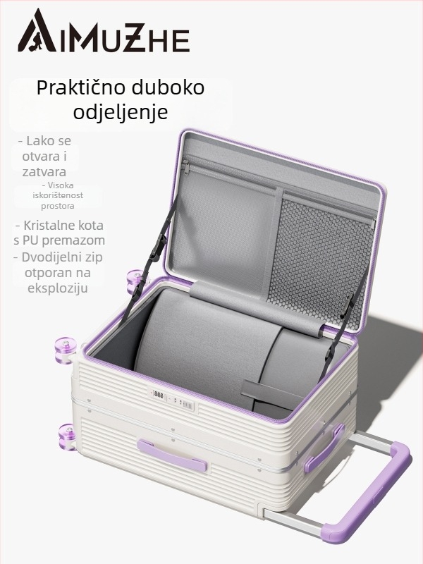 ABS kofer s kotačićima omni-directional, otvor na zip, sklopivi prednji otvor, standardni kombinacijski zaključak