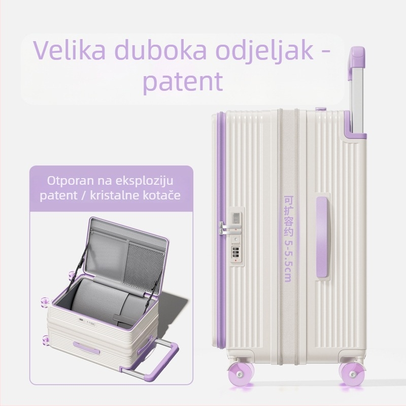 ABS kofer s kotačićima omni-directional, otvor na zip, sklopivi prednji otvor, standardni kombinacijski zaključak