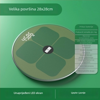 Kućna precizna elektronička vaga za mjerenje težine, masnoće u tijelu i sastava tijela – baterijsko napajanje, pogodna za studente, domove i odrasle