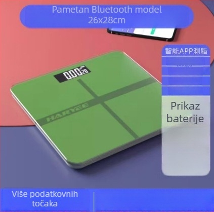 Kućna precizna elektronička vaga za mjerenje težine, masnoće u tijelu i sastava tijela – baterijsko napajanje, pogodna za studente, domove i odrasle