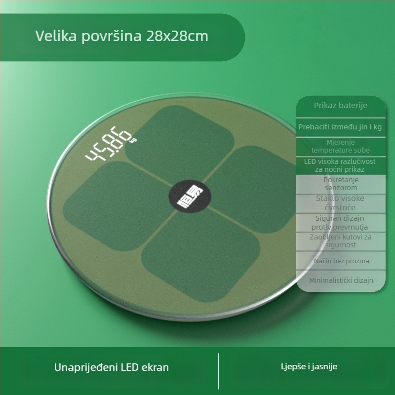 Kućna precizna elektronička vaga za mjerenje težine, masnoće u tijelu i sastava tijela – baterijsko napajanje, pogodna za studente, domove i odrasle