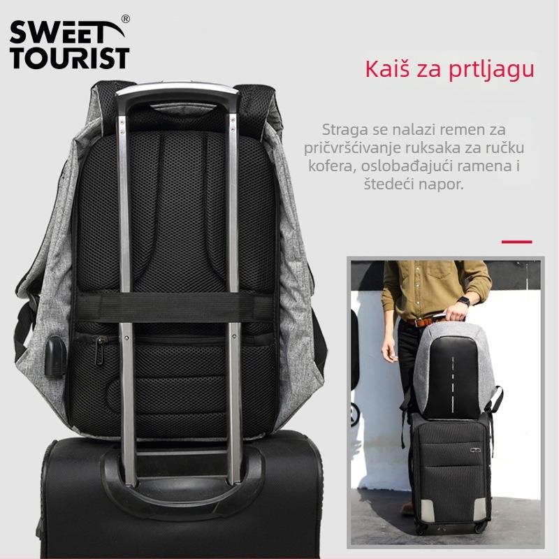 Ruksak protiv krađe za 15,6-inčni prijenosnik, Oxford platno, vodootporan, ergonomski stražnji panel, 20–35L, ulični stil poslovni ruksak